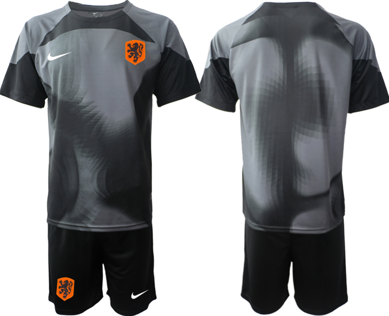 Men 2022 World Cup National Team Netherlands black goalkeeper blank Soccer Jersey->youth soccer jersey->Youth Jersey